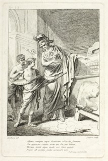 Minerva Teaching a Young Artist, illustration for the Catalogue historique du Cabinet by Mariette. Creator: Ange-Laurent de La Live de Jully.