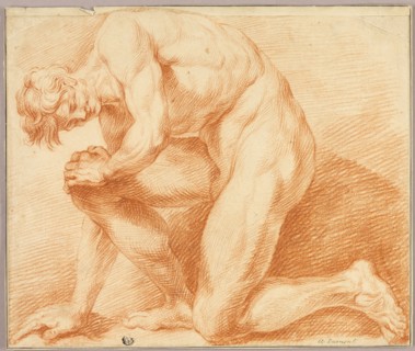 Kneeling Academic Male Nude, n.d. Creator: Antoine Dumont.