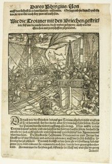 Illustration from Von dem Troianischen Krieg, plate 24 from Woodcuts from Books of the..., 1937. Creator: Hans Weiditz.