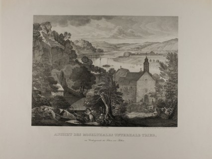View of the Mosel Valley below Trier with the Rocks of Pallien in the Foreground, 1824/27. Creator: Johann Anton Ramboux.