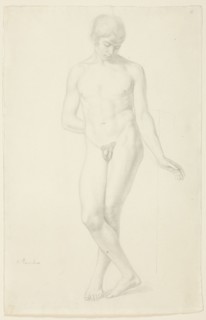 Study of a Standing Nude Youth, 1820. Creator: Julius Schnorr von Carolsfeld.
