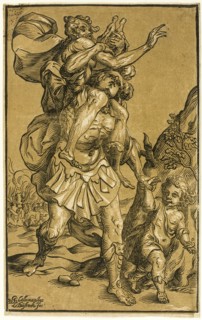 Aeneas Carrying His Father, Anchises, 1643. Creator: Ludolph Busing.