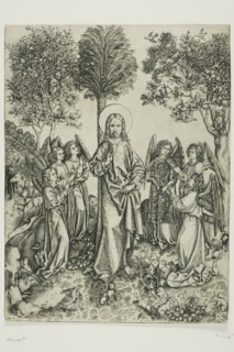 Christ in the Desert with Six Angels, c. 1490. Creator: Master of the Catherine wheel.