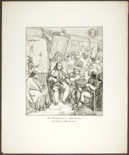 The Governor of Schopfheim, plate eight from Zehn Blätter zu Hebels Alemannischen..., 1820. Creator: Sophie Reinhard.