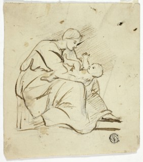Seated Woman Playing with Child in Her Lap, n.d. Creator: Follower of George Romney (English, 1734-1802).