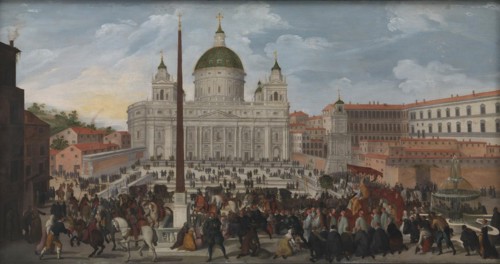A Papal Procession in Piazza San Pietro in Rome, 1628. Creator: Jacob Isaacz van Swanenburg.