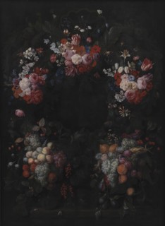 Stone Cartouche with Fruit and Flower Garland, 1664. Creator: Joris van Son.