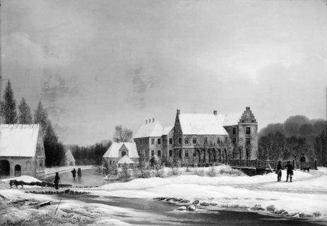 View of the main garden at Lykkesholm, Funen, winter, 1834. Creator: Frederik Michael Ernst Fabritius de Tengnagel.