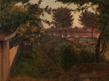 Behind the artist's garden on Farimagsvej near Saint George's Lake (Sankt Jørgens Sø), 1852. Creator: Vilhelm Kyhn.