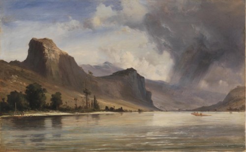 Coastal Landscape with Mountains. A Storm Brewing, 1854. Creator: Anton Melbye.