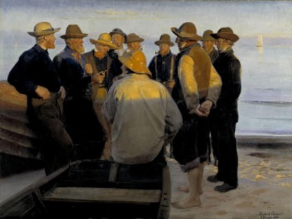 Fishermen by the Sea on a Summer's Evening, 1888. Creator: Michael Peter Ancher.