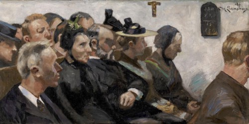 Attendees in a village church, 1894. Creator: Christjern Schobius.