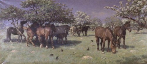 Horses in the deer park, 1896. Creator: Hans Michael Therkildsen.