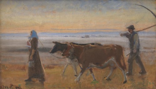 Cows Being Driven across the Moor, 1902. Creator: Michael Peter Ancher.