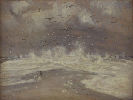 Surf at the North Coast of Jutland;Stormy Weather at Skagen, 1918. Creator: Michael Peter Ancher.