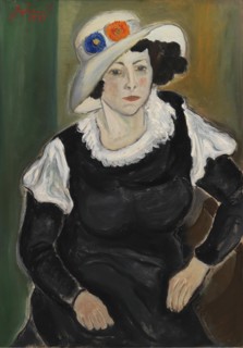 A Lady Wearing a Hat; The Artist's Wife, Dagny Marie Christensen, née Nielsen, 1935. Creator: John Christensen.