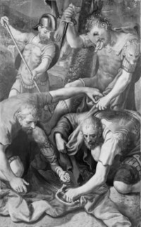 The Soldiers Fighting over Christ's Cloak, 1547-1603. Creator: Martin de Vos.