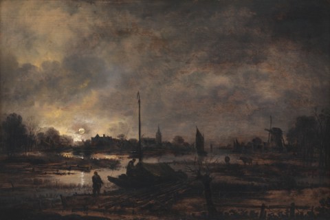 The Moon Rising over a Village, 1618-1677. Creator: Aert van der Neer.