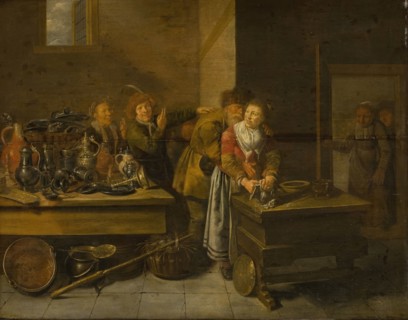 An uneasy couple; The old farmer caresses the cook's maid, 1625-1688. Creator: Jan Miense Molenaer.