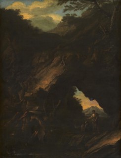 Landscape with an "Arco Naturale", 1630-1673. Creator: Salvator Rosa.