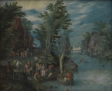 Village at a River, 1636-1691. Creator: Peeter Gysels.