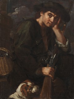 Hunter with his Gun and Dog. (Allegory of "Air"), 1639-1687. Creator: Bernhard Keil.