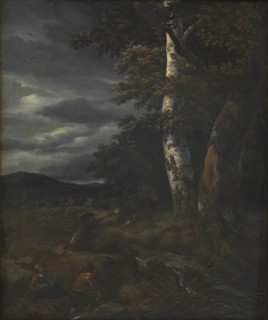 Landscape with a Hunting Scene, 1643-1682. Creators: Jacob van Ruisdael, Johannes Lingelbach.