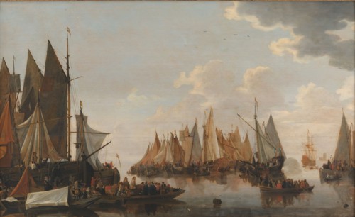 Embarkation of Troops on a Dutch River, 1652-1683. Creator: Hendrick de Meijer.