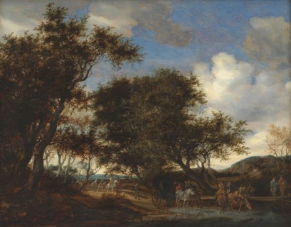 Landscape with Travellers Watering their Horses, 1659. Creator: Salomon Ruysdael.