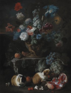 Flower Piece with Guinea Pigs, 1673-1724. Creator: Franz Werner von Tamm.