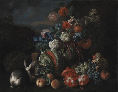 Stone Base with Flowers and Fruit, 1673-1724. Creator: Franz Werner von Tamm.