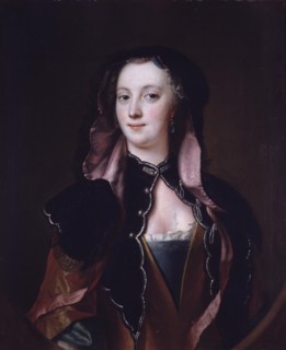 Lady in black and red suit, 1699-1762. Creator: Andreas Møller.