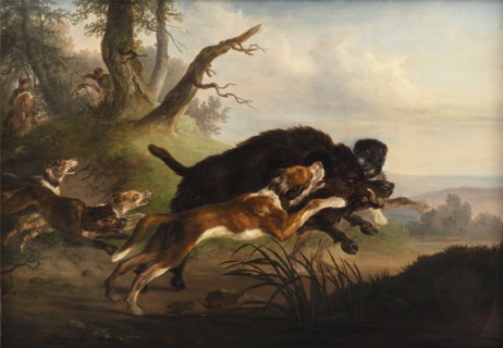 A wild boar hunt, 1792-1830. Creator: Christian David Gebauer.