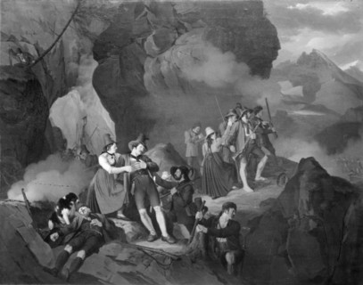 Tyrolese Fighting the French in the Mountains, 1816-1830. Creator: Jorgen Sonne.