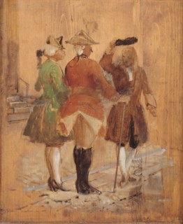 Holberg greets Jacob von Thyboe and Jean de France, 1825-1873. Creator: Wilhelm Marstrand.