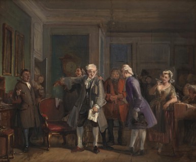 Ludvig Holberg's "Den Stundeslose", act I, scene 6, 1825-1873. Creator: Wilhelm Marstrand.