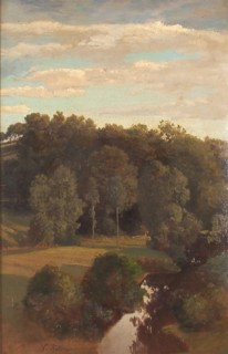 Wooded Hills behind a Meadow with a Peat Bog, 1840-1905. Creator: Valentin Ruths.