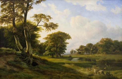 Forest landscape at Hellebæk - Autumn, 1841. Creator: Johann Hermann Carmiencke.