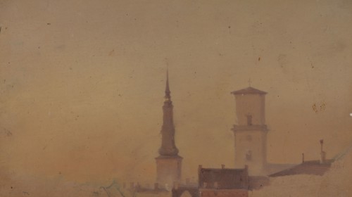 Study of the Spires of Petri Church and Church of Our Lady, 1841-1845. Creator: Wilhelm Peter Carl Petersen.