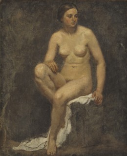 Female Nude in the Studio of Thomas Couture, 1852-1853. Creator: Lorenz Frolich.
