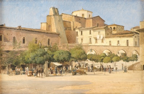 The square in Sulmona, 1856-1903. Creator: Edvard Frederik Petersen.