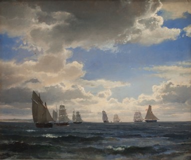 Sailing Ships in the Sound south of Kronborg, 1857. Creator: Carl Frederik Sorensen.