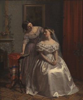The bride is adorned by her friend, 1859. Creator: Henrik Olrik.
