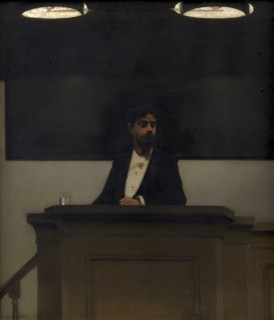 Georg Brandes at the University of Copenhagen, 1889. Creator: Harald Slott-Moller.