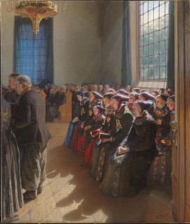 During the service in a church in Amager, 1891-1892. Creator: Carl Wentorf.