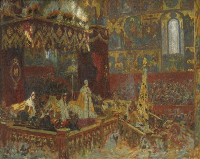 The Coronation Ceremony of Tsar Nicolai II in Moscow; sketch, 1896. Creator: Laurits Tuxen.