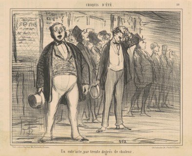 Un entr'acte, par trente degrés de chaleur, 19th century. Creator: Honore Daumier.