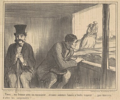 Tiens ... ma femme avec un monsieur ..., 19th century. Creator: Honore Daumier.