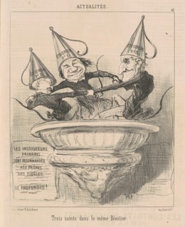 Trois saints dans le même bénitier, 19th century. Creator: Honore Daumier.