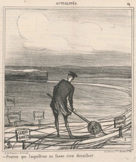 Pourvu que l'aiguilleur ne fasse rien dérailler!, 19th century. Creator: Honore Daumier.